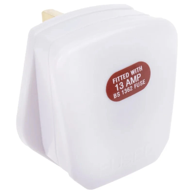 RS PRO 13A 250V UK Mains Plug, White, Thermoplastic Urea Formaldehyde Clamp, BS1363 Type G 490-015