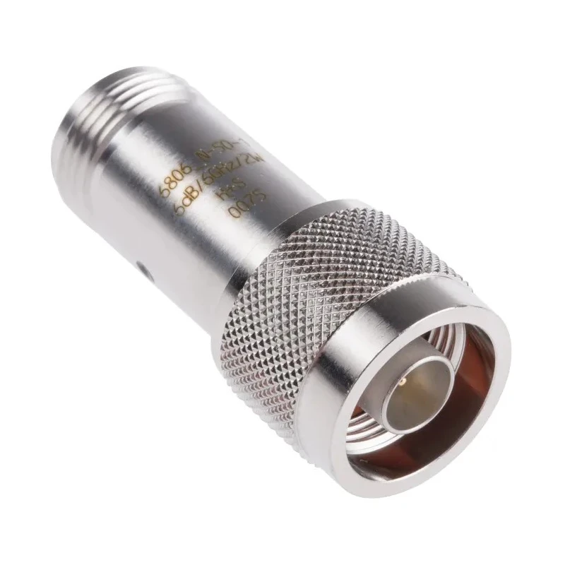 Huber+Suhner RF Attenuator, N Plug to N Socket, 6 dB, 50Ω, 6 GHz, Brass Body, Straight, Male to Female 6806_N-50-1/1--_NE