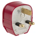 MK Electric UK Mains Plug 13A 250V Red Cable, Polyvinyl Chloride, Urea Formaldehyde, Right Angle, Screw 655 D8 RED