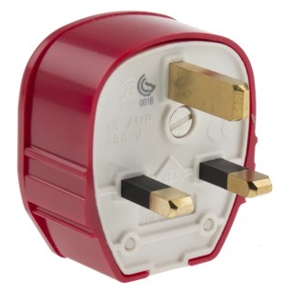MK Electric UK Mains Plug 13A 250V Red Cable, Polyvinyl Chloride, Urea Formaldehyde, Right Angle, Screw 655 D8 RED