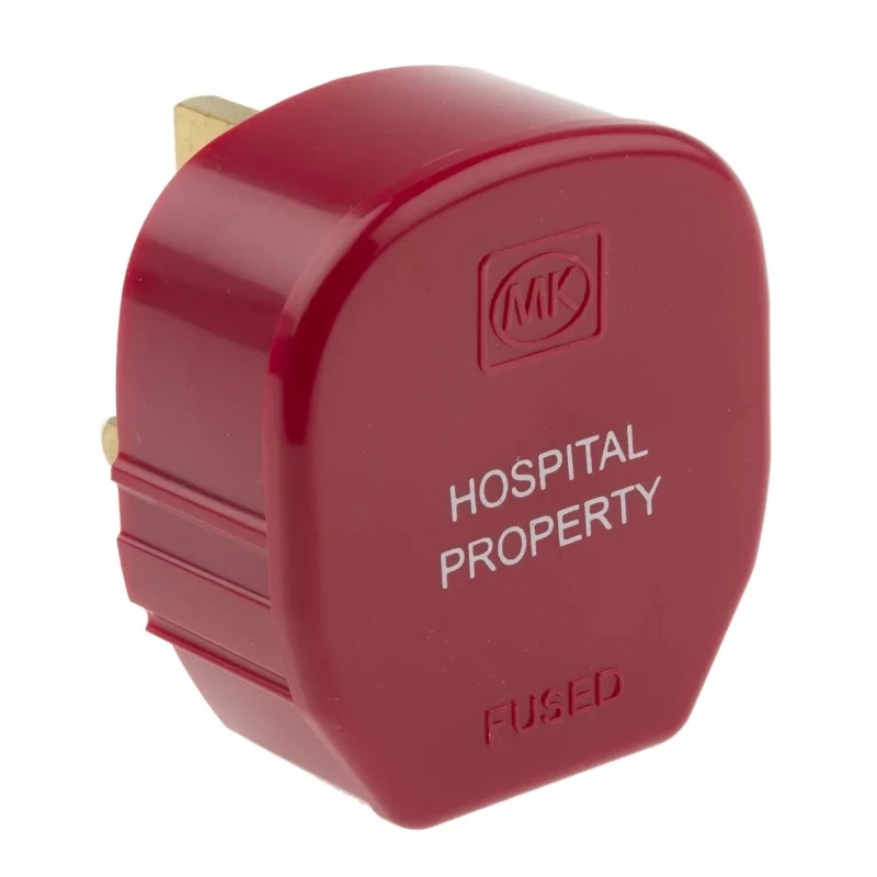 MK Electric UK Mains Plug 13A 250V Red Cable, Polyvinyl Chloride, Urea Formaldehyde, Right Angle, Screw 655 D8 RED