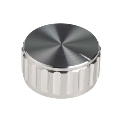 RS PRO Potentiometer Knob 30 mm Diameter, Silver, Aluminium, Grub Screw, Circular Shaft, 6.4 mm, 498-851