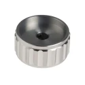 RS PRO Potentiometer Knob 30 mm Diameter, Silver, Aluminium, Grub Screw, Circular Shaft, 6.4 mm, 498-851