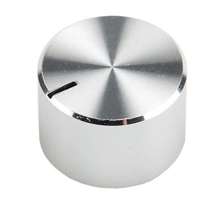 RS PRO Potentiometer Knob Aluminium Silver, 18 mm Diameter, 12 mm Height, for 6.4 mm Circular Shaft Grub Screw 499-933