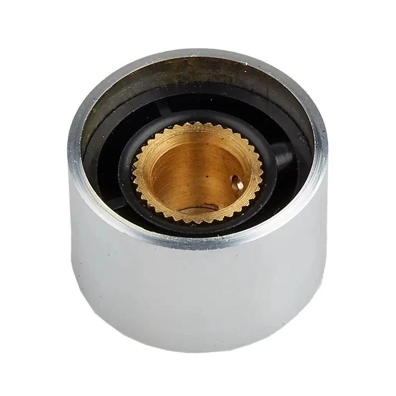 RS PRO Potentiometer Knob Aluminium Silver, 18 mm Diameter, 12 mm Height, for 6.4 mm Circular Shaft Grub Screw 499-933