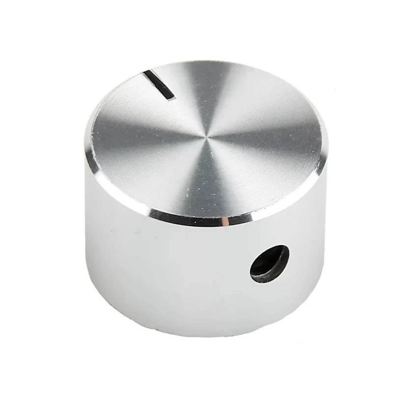 RS PRO Potentiometer Knob Aluminium Silver, 18 mm Diameter, 12 mm Height, for 6.4 mm Circular Shaft Grub Screw 499-933