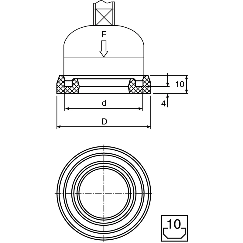 Bosch Rexroth Anti-Vibration Mount Damper, Polyurethane, Screw-Type, 52mm OD × 10mm Height 3842 521 817