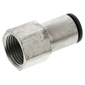 Legris LF3000 Series Pneumatic Fitting, Female, G 3/8 Thread, Push-in Tube 10mm, Nickel Plated Brass LF3000