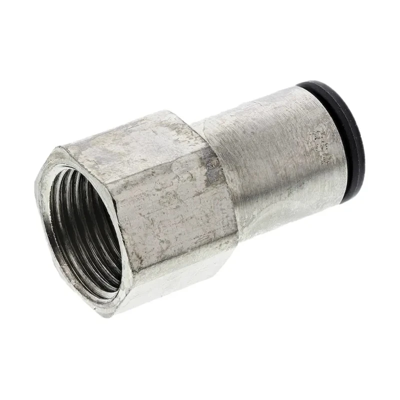 Legris LF3000 Series Pneumatic Fitting, Female, G 3/8 Thread, Push-in Tube 10mm, Nickel Plated Brass LF3000