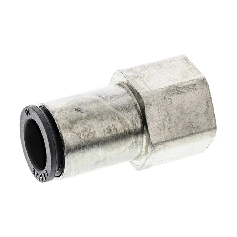 Legris LF3000 Series Pneumatic Fitting, Female, G 3/8 Thread, Push-in Tube 10mm, Nickel Plated Brass LF3000