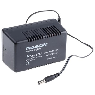 Mascot AC/DC Adapter Type C, 230V AC Input, 15V DC Output, 800mA, EU Plug, 100x51x63mm, 8713000160