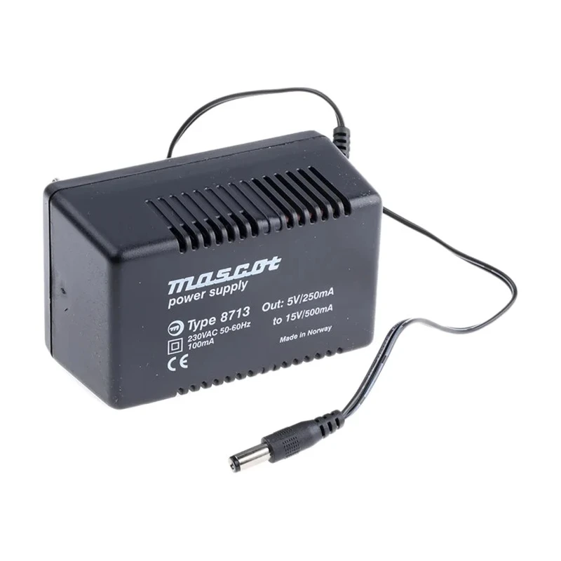 Mascot AC/DC Adapter Type C, 230V AC Input, 15V DC Output, 800mA, EU Plug, 100x51x63mm, 8713000160