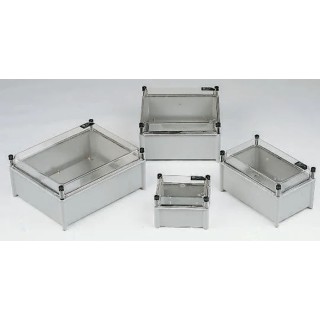 RS PRO Fibreglass Enclosure Grey Transparent Lid IP66 IK10 175x372x302 mm 501-496