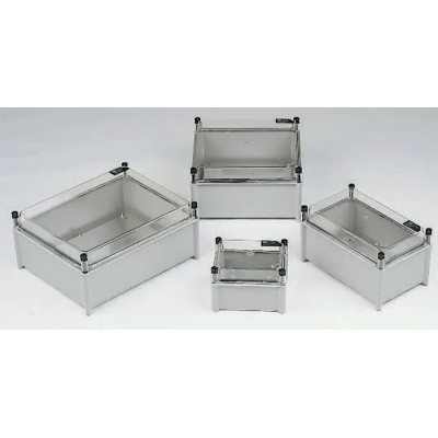 RS PRO Fibreglass Enclosure Grey Transparent Lid IP66 IK10 175x372x302 mm 501-496