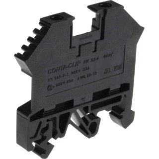 RS PRO DIN Rail Terminal Block, Black, 0.2–4 mm², 1-Level, Screw, 800V, 32A 501-645