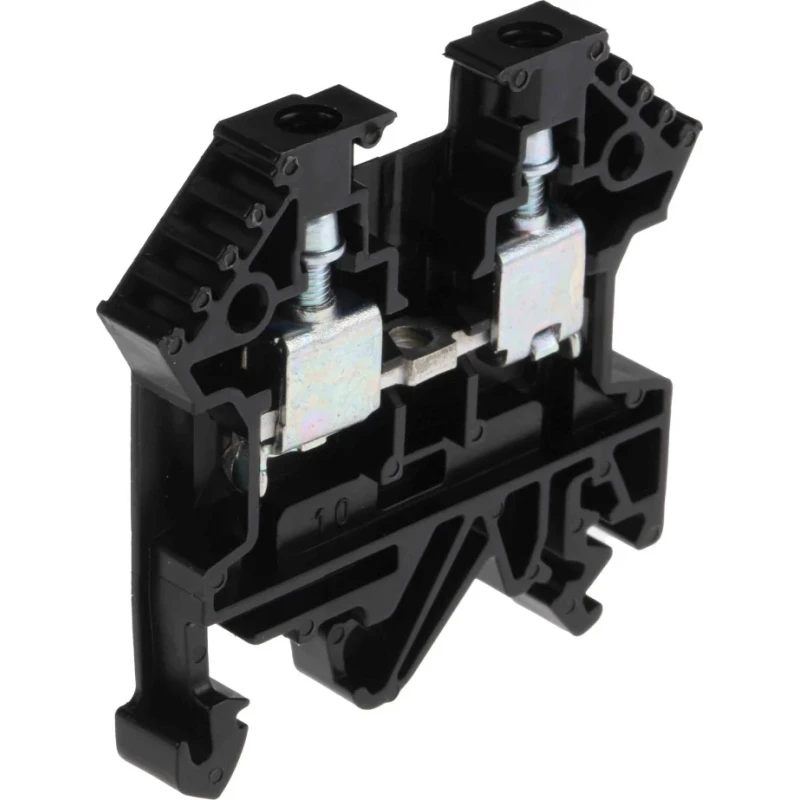 RS PRO DIN Rail Terminal Block, Black, 0.2–4 mm², 1-Level, Screw, 800V, 32A 501-645