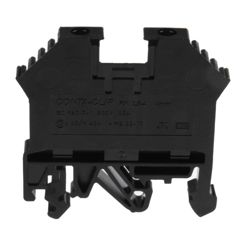 RS PRO DIN Rail Terminal Block, Black, 0.2–4 mm², 1-Level, Screw, 800V, 32A 501-645