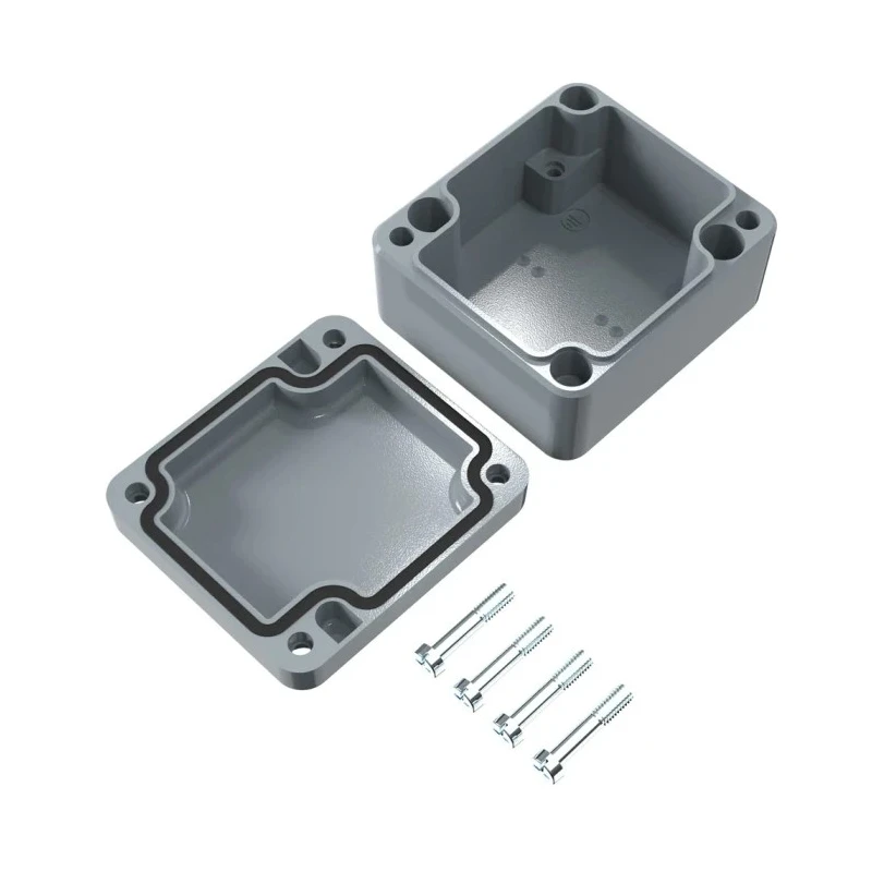 Rose Aluminium Standard Series Die Cast Aluminium Enclosure 64 mm Height, 58 mm Width, Grey Lid, IP66, IK09 01060603