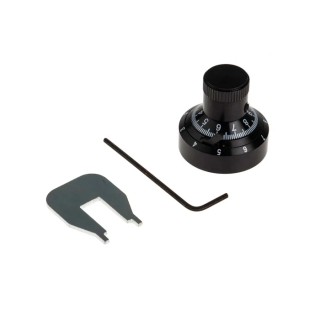 Vishay Potentiometer Knob, 7.2 mm Diameter, Black, Aluminium, Circular Dial, For 6.35 mm Shaft, 20.3 mm Height 502-174