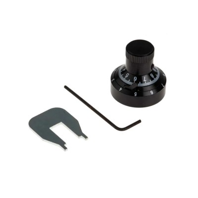 Vishay Potentiometer Knob, 7.2 mm Diameter, Black, Aluminium, Circular Dial, For 6.35 mm Shaft, 20.3 mm Height 502-174