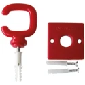 RS PRO Red Barrier & Stanchion Hook Polypropylene 5mm, Plate Mount, Wall Chain Fitting 503-720