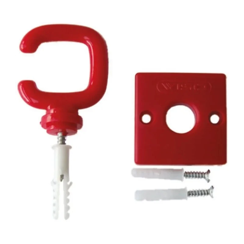 RS PRO Red Barrier & Stanchion Hook Polypropylene 5mm, Plate Mount, Wall Chain Fitting 503-720