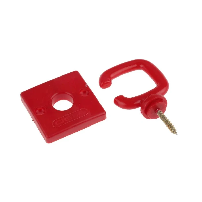RS PRO Red Barrier & Stanchion Hook Polypropylene 5mm, Plate Mount, Wall Chain Fitting 503-720