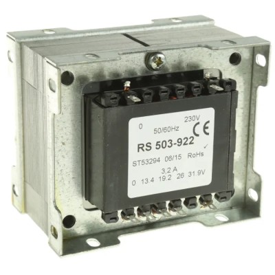 RS PRO Chassis Mount Transformer 1 Output, 240 VA, 230V AC Primary, 4.5–31.9V AC Secondary, Multi-Tapped 503-922