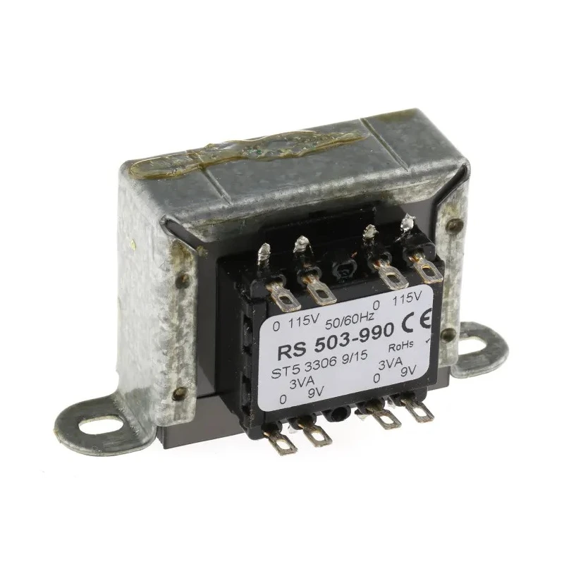 RS PRO 2 Output 6 VA Chassis Mount Transformer 9 V AC 2x115 V AC Primary Double Section Bobbin 503-990