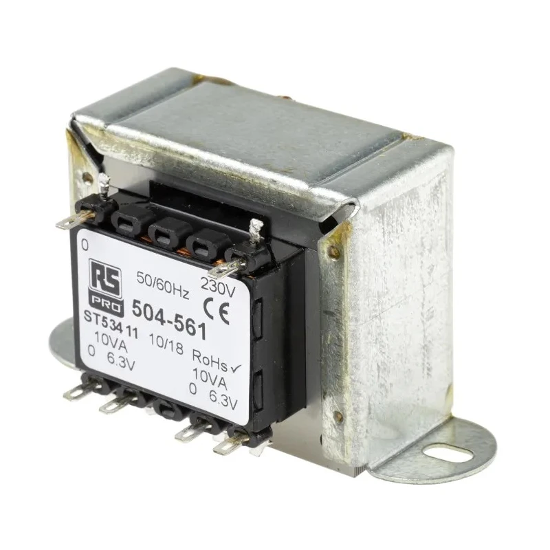 RS PRO 2 Output 20 VA Chassis Mount Transformer, 230V AC Primary, 6.3V AC Secondary, Clamp Mount, 504-561