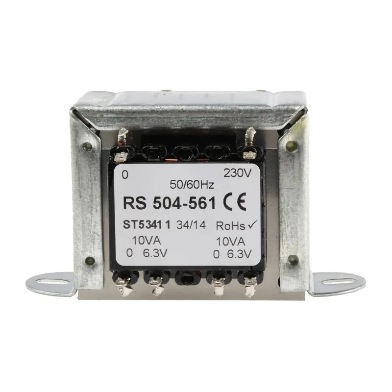 RS PRO 2 Output 20 VA Chassis Mount Transformer, 230V AC Primary, 6.3V AC Secondary, Clamp Mount, 504-561