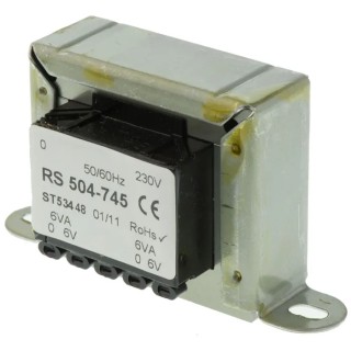 RS PRO 2 Output 12 VA Chassis Mount Transformer, 230V AC Primary, 6V AC Secondary, 504-745