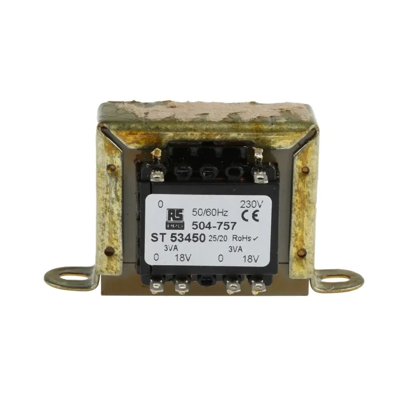 RS PRO 2 Output Chassis Mount Transformer 6 VA, 230 V AC Input, 18 V AC Dual Output, CE, AS/NZS 61558.1, AS/NZS 504-757