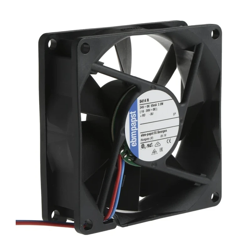 ebm-papst Axial Fan 24V DC, 69 m³/h, 2W, IP20, 80x80x25mm, Ball Bearing 