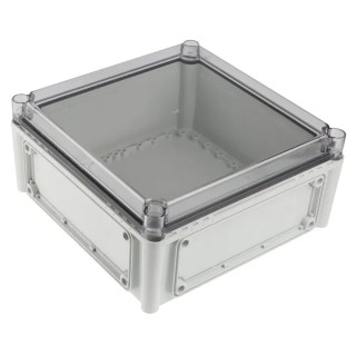 Fibox Flanged EK Series Polycarbonate Enclosure Grey Transparent Lid IP67 IP66 IK08 130x280x280mm 