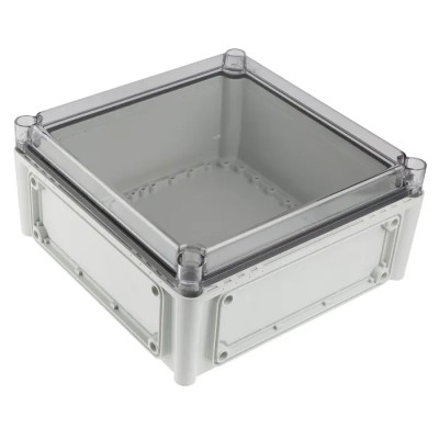 Fibox Flanged EK Series Polycarbonate Enclosure Grey Transparent Lid IP67 IP66 IK08 130x280x280mm 