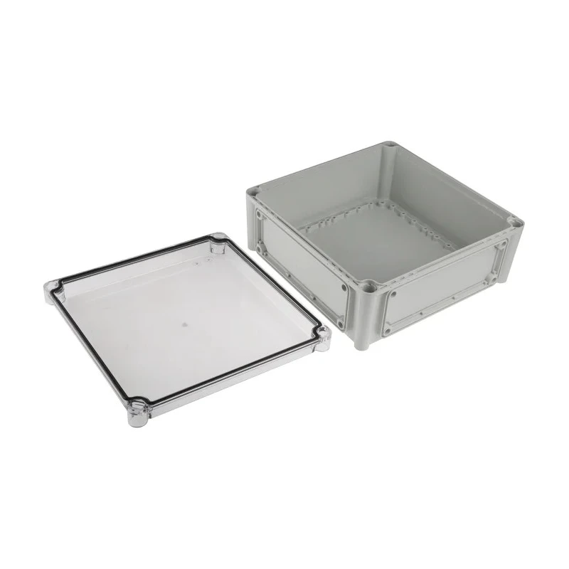 Fibox Flanged EK Series Polycarbonate Enclosure Grey Transparent Lid IP67 IP66 IK08 130x280x280mm 