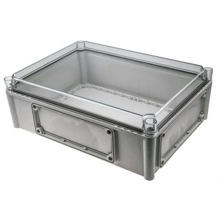 Fibox Flanged EK Series Polycarbonate Enclosure Grey Transparent Lid IP66, IP67, IK08 380x280x130 mm 