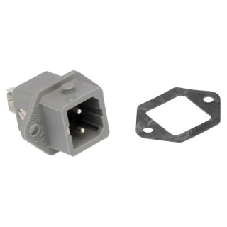 Hirschmann STASEI 2 ST IP54 Grey Front Mount Industrial Power Connector, 2+PE, Straight, Male, 16A, 250V 
