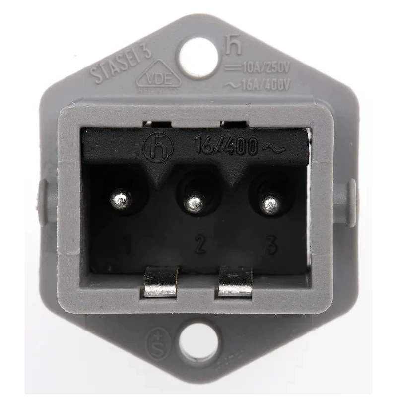 Hirschmann ST IP54 Panel Mount 3-Pole Industrial Power Connector 16A 250V/400V Straight Grey 