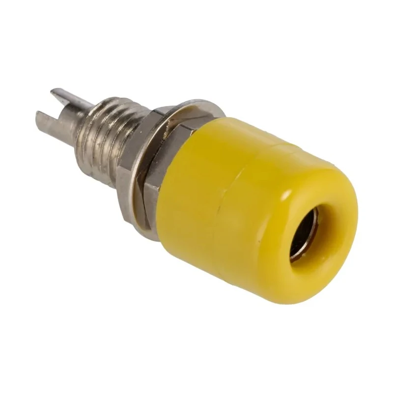 Schutzinger Yellow Female Banana Socket, 4 mm, Solder Termination, 20A, Brass, IBU401/GE