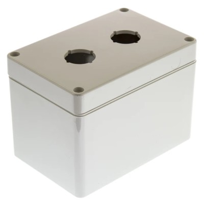 Bopla Euromas Push Button Enclosure, 2 x 22mm Cutout, IP65, Light Grey Plastic, 120x120x80mm 03226000.B23