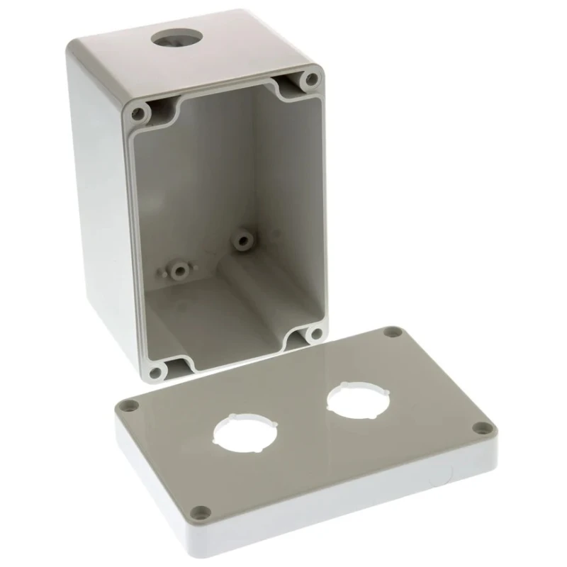 Bopla Euromas Push Button Enclosure, 2 x 22mm Cutout, IP65, Light Grey Plastic, 120x120x80mm 03226000.B23