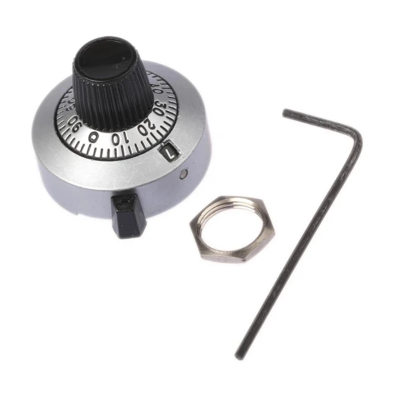 Vishay Chrome Potentiometer Knob, 25.4 mm Diameter, Dial Type, Satin Finish, 6.35 mm Shaft, 11A41B10