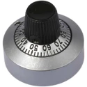 Vishay Chrome Potentiometer Knob, 25.4 mm Diameter, Dial Type, Satin Finish, 6.35 mm Shaft, 11A41B10