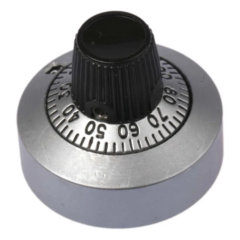 Vishay Chrome Potentiometer Knob, 25.4 mm Diameter, Dial Type, Satin Finish, 6.35 mm Shaft, 11A41B10
