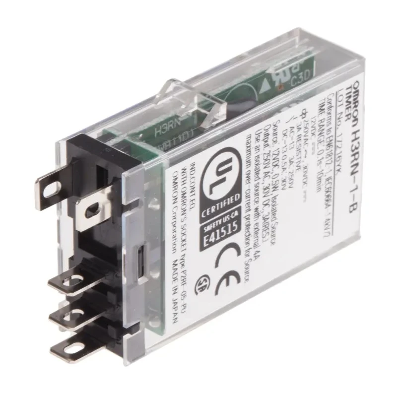 Omron Panel Timer Relay, Multifunction, SPDT, 5-Contact, 12V DC/AC, 0.1 s–10 min, Plug-In, IP30/IP20 H3RN