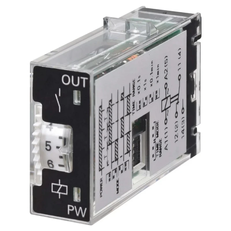 Omron Panel Timer Relay, Multifunction, SPDT, 5-Contact, 12V DC/AC, 0.1 s–10 min, Plug-In, IP30/IP20 H3RN