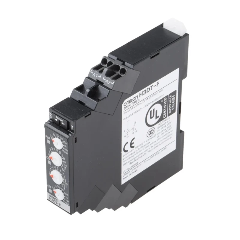 Omron DIN Rail Timer Relay, SPDT, 2 Contacts, 24–240V AC/DC, 250V AC, 5A, 0.1 s–1200 h H3DT