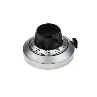 Vishay Potentiometer Knob, 46 mm Diameter, Silver, Circular, For 6.35 mm Shaft, Vernier Scale, Model 21A11B10